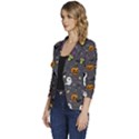 Halloween Pattern Bat Women s One-Button 3/4 Sleeve Short Jacket View2
