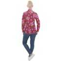Flower Background Pattern Pink Women s Long Sleeve Pocket Shirt View2