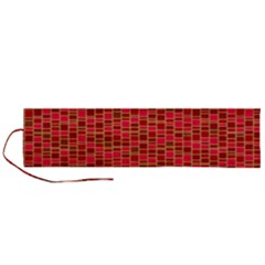 Geometry Background Red Rectangle Pattern Roll Up Canvas Pencil Holder (l) by Ravend