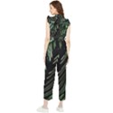 Calathea Leaves Strippe Line Women s Frill Top Chiffon Jumpsuit View2