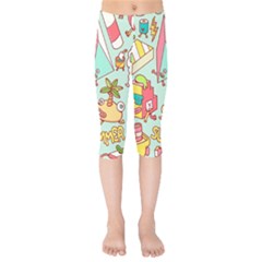 Summer Up Cute Doodle Kids  Capri Leggings 