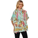 Summer Up Cute Doodle Women s Batwing Button Up Shirt View3