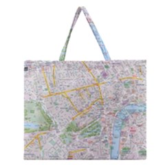 London City Map Zipper Large Tote Bag by Bedest
