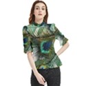 Peacock Feathers Frill Neck Blouse View1