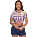 Abstract Shapes Colors Gradient Side Button Cropped T-Shirt View1