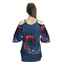 Fluid Swirl Spiral Twist Liquid Abstract Pattern Flutter Sleeve T-Shirt  View2