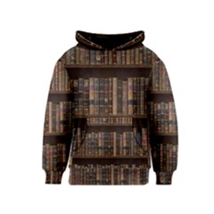 Old Bookshelf Orderly Antique Books Kids  Pullover Hoodie by Ravend