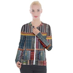 Books-library-bookshelf-bookshop Casual Zip Up Jacket