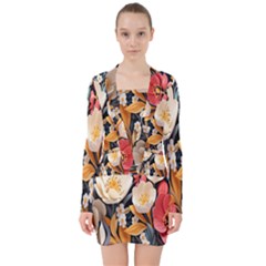 Ai-generated V-neck Bodycon Long Sleeve Dress