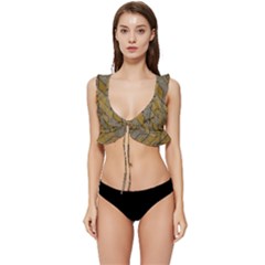 Background-batik Low Cut Ruffle Edge Bikini Top