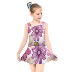 Print-roses Kids  Skater Dress Swimsuit