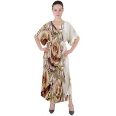 Butterfly Dreams, Bonito, Butterfly, Dream, Flower, Girly V-neck Boho Style Maxi Dress