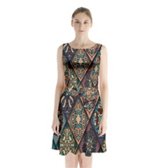 Flower Texture, Background, Colorful, Desenho, Sleeveless Waist Tie Chiffon Dress