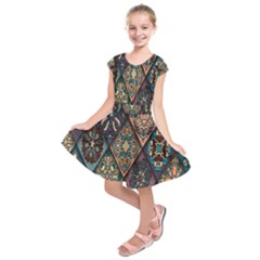 Flower Texture, Background, Colorful, Desenho, Kids  Short Sleeve Dress