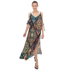 Flower Texture, Background, Colorful, Desenho, Maxi Chiffon Cover Up Dress