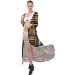 Brown Weaving Texture, Macro, Brown Wickerwork Maxi Chiffon Beach Wrap