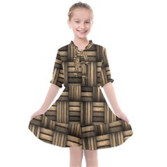 Brown Weaving Texture, Macro, Brown Wickerwork Kids  All Frills Chiffon Dress