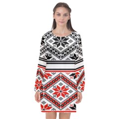 Bulgarian Long Sleeve Chiffon Shift Dress 
