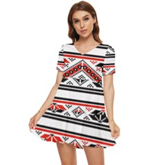 Bulgarian Tiered Short Sleeve Babydoll Dress