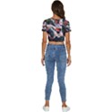 Koi Fish Nature Short Sleeve Square Neckline Crop Top  View4