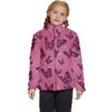 Pink Glitter Butterfly Kids  Puffer Bubble Jacket Coat View1