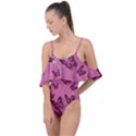 Pink Glitter Butterfly Drape Piece Swimsuit View1