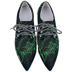 Green And Black Abstract Digital Art Pointed Oxford Shoes by Bedest