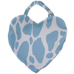 Cow Print, Aesthetic, Y, Blue, Baby Blue, Pattern, Simple Giant Heart Shaped Tote