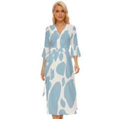 Cow Print, Aesthetic, Y, Blue, Baby Blue, Pattern, Simple Midsummer Wrap Dress