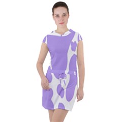 Cow Print, Aesthetic,violelilac, Animal, Purple, Simple Drawstring Hooded Dress