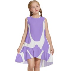 Cow Print, Aesthetic,violelilac, Animal, Purple, Simple Kids  Frill Swing Dress