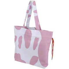 Cow Print, Pink, Design, Pattern, Animal, Baby Pink, Simple, Drawstring Tote Bag by nateshop
