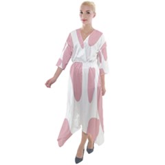 Cow Print, Pink, Design, Pattern, Animal, Baby Pink, Simple, Quarter Sleeve Wrap Front Maxi Dress