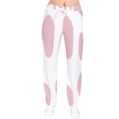 Cow Print, Pink, Design, Pattern, Animal, Baby Pink, Simple, Women Velvet Drawstring Pants