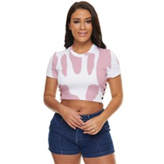 Cow Print, Pink, Design, Pattern, Animal, Baby Pink, Simple, Side Button Cropped T-shirt