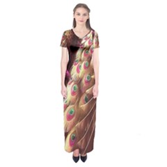 Peacock Dream, Fantasy, Flower, Girly, Peacocks, Pretty Short Sleeve Maxi Dress