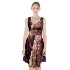 Peacock Dream, Fantasy, Flower, Girly, Peacocks, Pretty Racerback Midi Dress