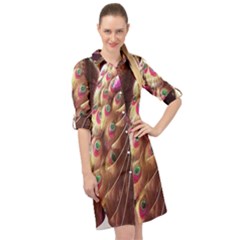 Peacock Dream, Fantasy, Flower, Girly, Peacocks, Pretty Long Sleeve Mini Shirt Dress