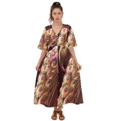 Peacock Dream, Fantasy, Flower, Girly, Peacocks, Pretty Kimono Sleeve Boho Dress