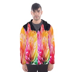 Abstract, Amoled, Back, Flower, Green Love, Orange, Pink, Men s Hooded Windbreaker