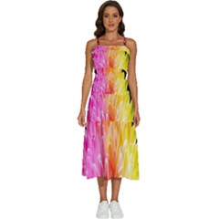 Abstract, Amoled, Back, Flower, Green Love, Orange, Pink, Sleeveless Shoulder Straps Boho Dress