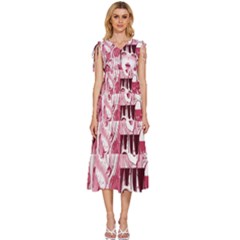 Ahegao Pink, Anime, Girl, Girlface, Girls, Pattern, White, Hd V-neck Drawstring Shoulder Sleeveless Maxi Dress