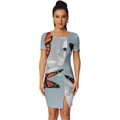 Aesthetic Butterfly , Butterflies, Nature, Fitted Knot Split End Bodycon Dress