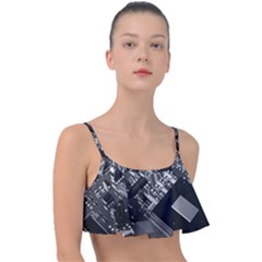 Black And Gray Circuit Board Computer Microchip Digital Art Frill Bikini Top