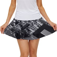Black And Gray Circuit Board Computer Microchip Digital Art Women s Skort