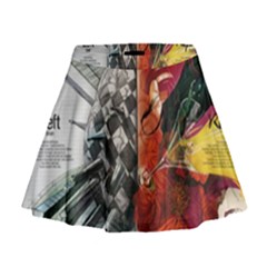 Left And Right Brain Illustration Splitting Abstract Anatomy Mini Flare Skirt