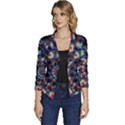 Psychedelic Colorful Abstract Trippy Fractal Women s Casual 3/4 Sleeve Spring Jacket View1