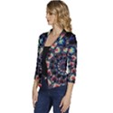 Psychedelic Colorful Abstract Trippy Fractal Women s Casual 3/4 Sleeve Spring Jacket View2