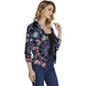 Psychedelic Colorful Abstract Trippy Fractal Women s Casual 3/4 Sleeve Spring Jacket View3