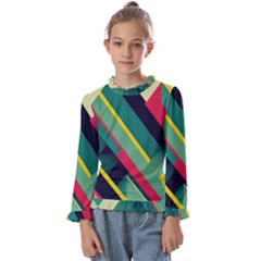Abstract Geometric Design Pattern Kids  Frill Detail T-shirt